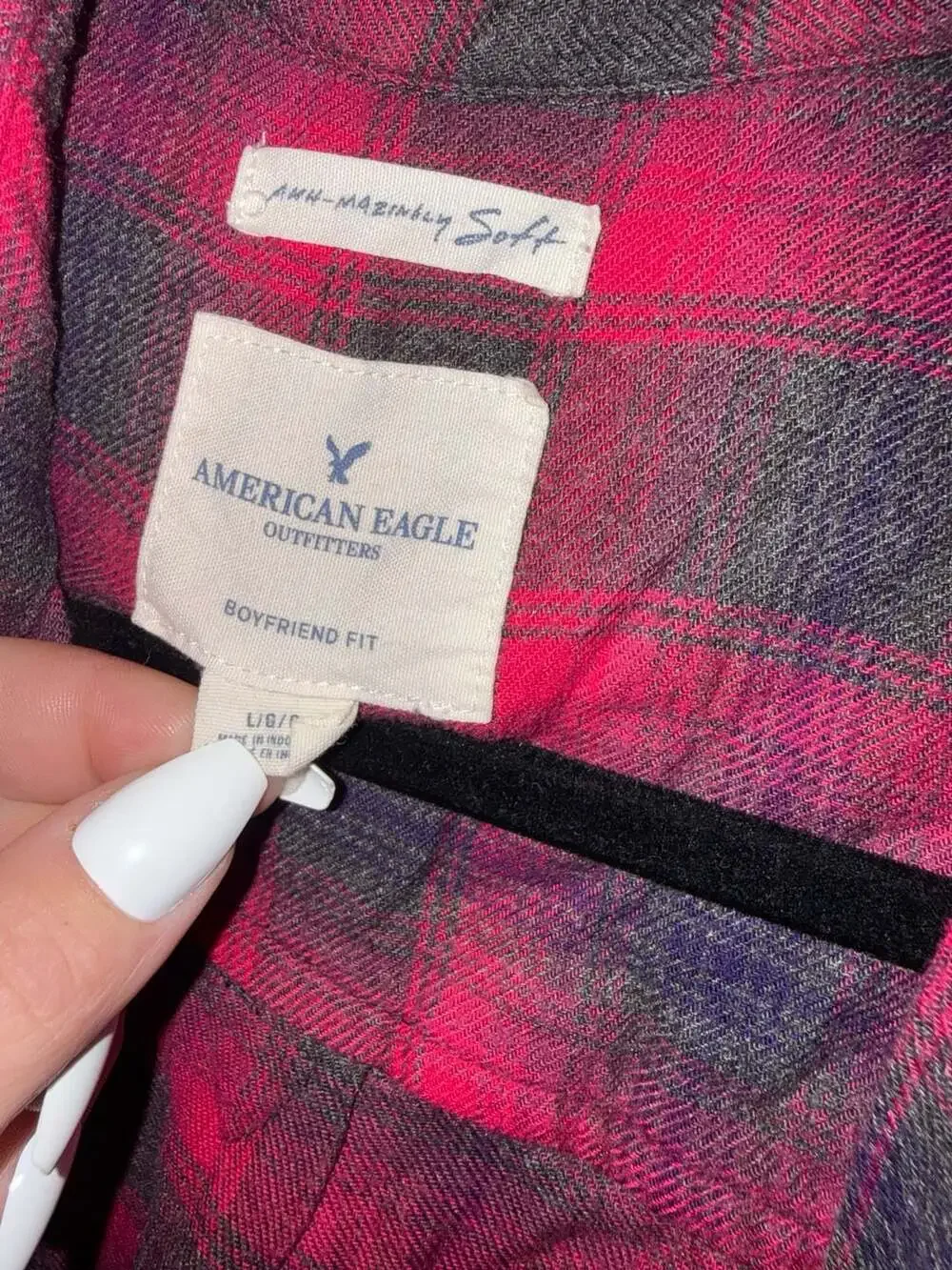 American Eagle Outfitters Ahh-mazingly Soft Boyfriend Fit Plaid Flannel Shirt Si - Picture 3 of 3